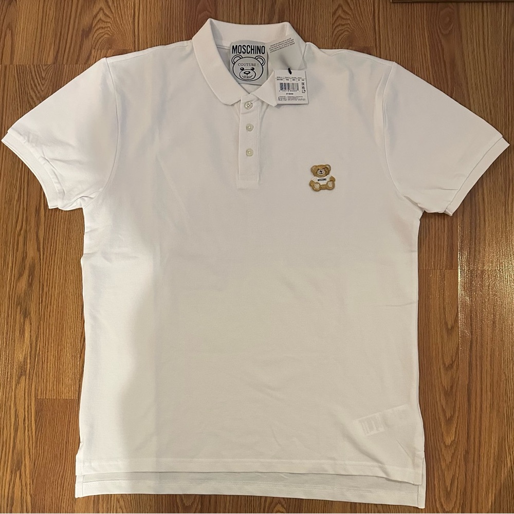 Moschino Couture Teddy Bear Polo Shirt Men's Size 50 (L) White